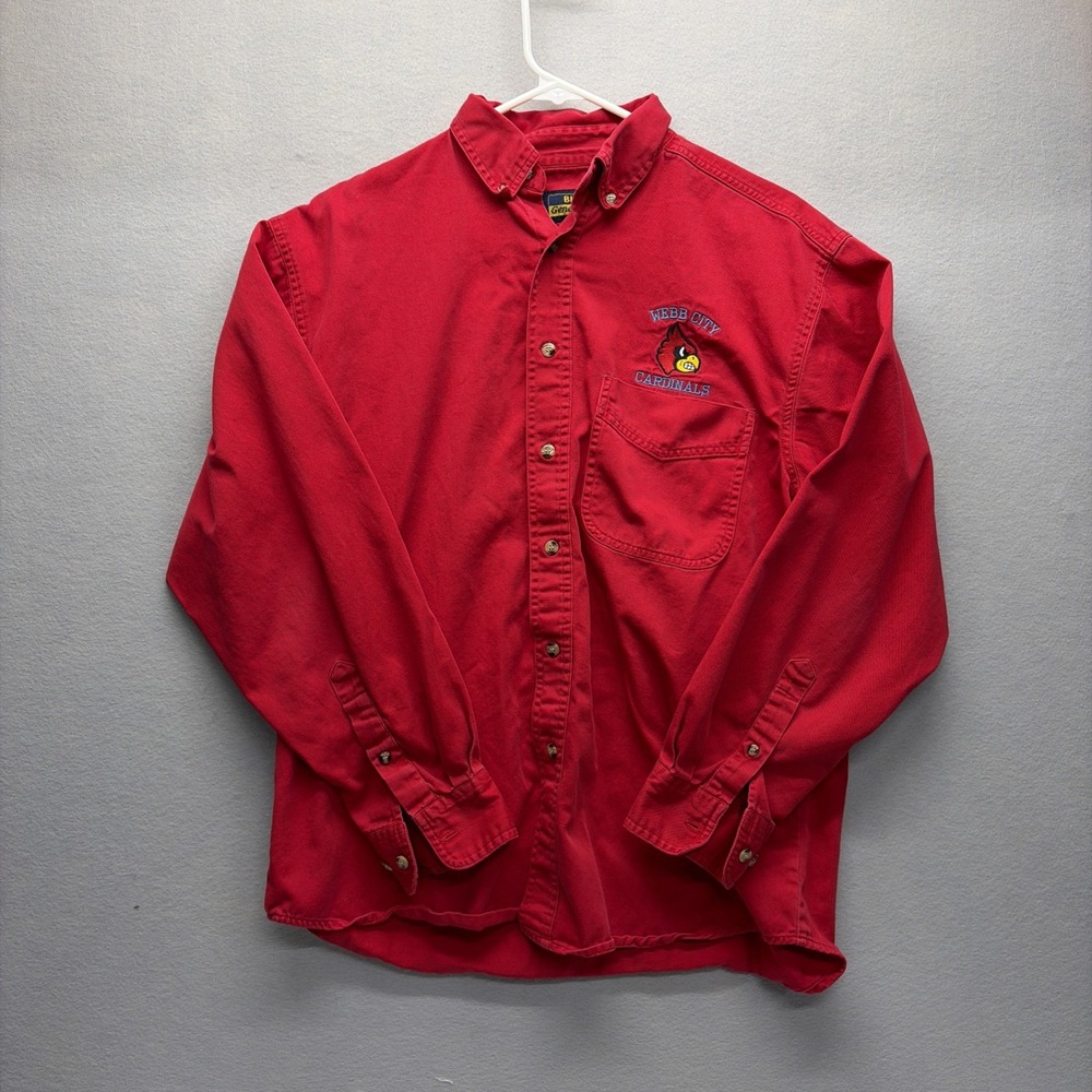 Blue Generation Shirt Webb City Cardinals Men Medium Red Denim Button Down